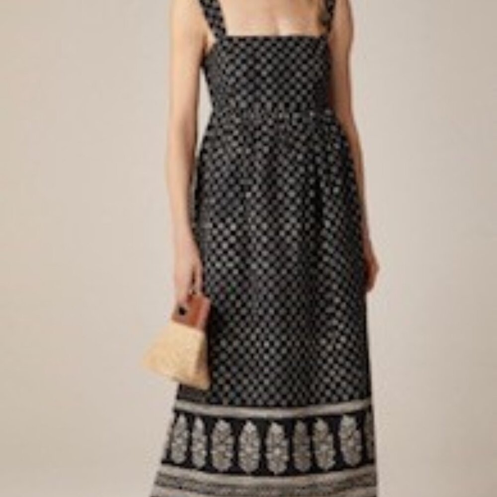 J Crew Squareneck midi dress in block print | Size 4 | NWT